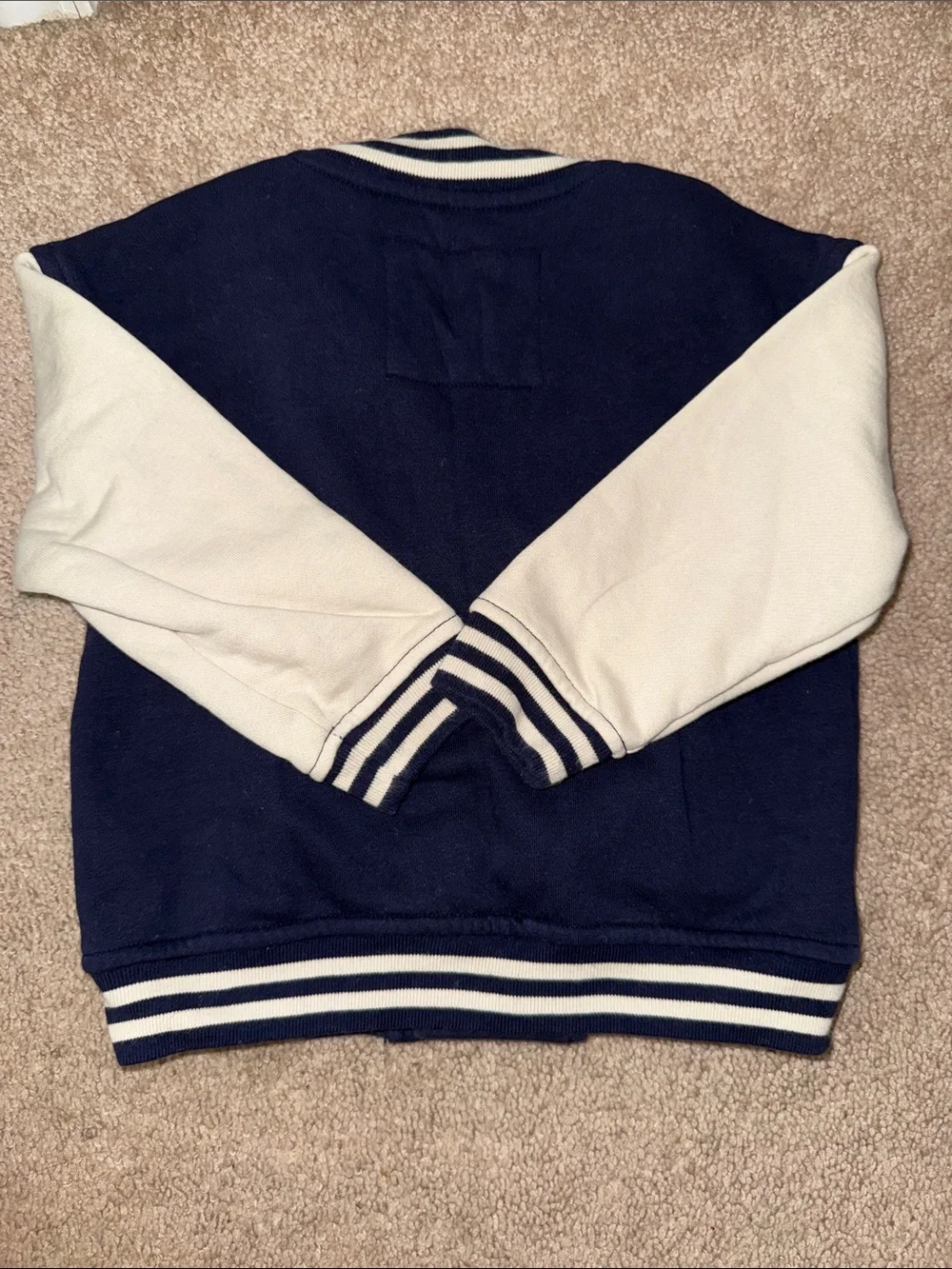 GAP Navy and Cream Kids Teddy Varsity Jacket
